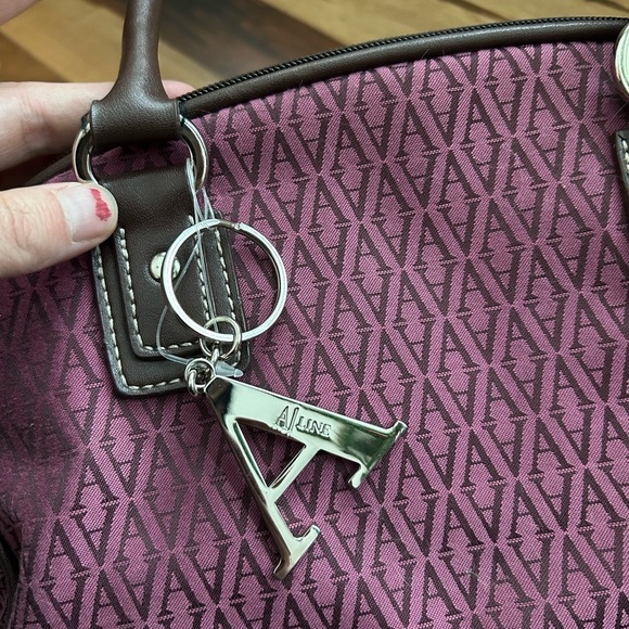 A-Line Burgundy and Brown “A” Printed Purse - Picture 2 of 9